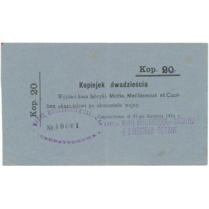 Częstochowa, Fabryka Motte, Meillassoux et Caulliez, 20 kop 1914