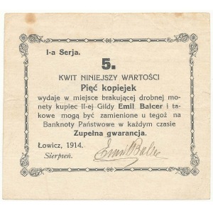 Łowicz EMIL BALCER 5 kopiejek 1914