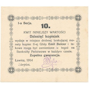Łowicz EMIL BALCER 10 kopiejek 1914