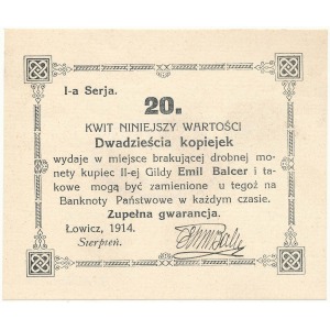 Łowicz EMIL BALCER 20 kopiejek 1914