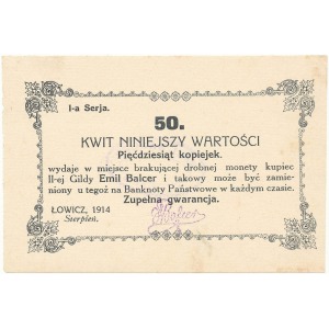 Łowicz EMIL BALCER 50 kopiejek 1914