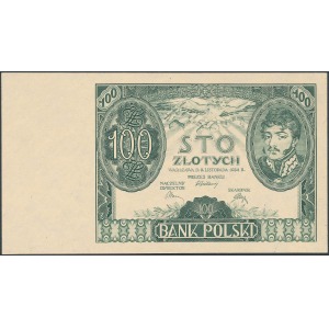 100 zł 1934 - odbitka stalorytnicza awersu w kolorze zielonym