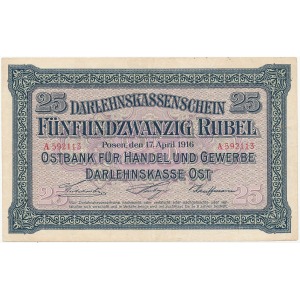 Poznań 25 rubli 1916 - A - rzadki nominał