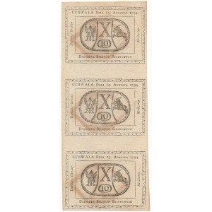 10 groszy 1794 NIEROZCIĘTE 3 sztuki (złotówka obrachunkowa)
