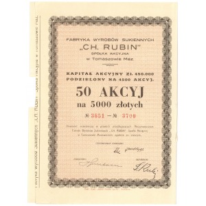Fabryka Wyrobów Sukiennych CH. RUBIN w Tomaszowie Maz. 50x 100 zł 1932