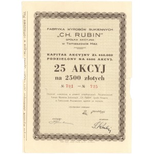 Fabryka Wyrobów Sukiennych CH. RUBIN w Tomaszowie Maz. 25x 100 zł 1932