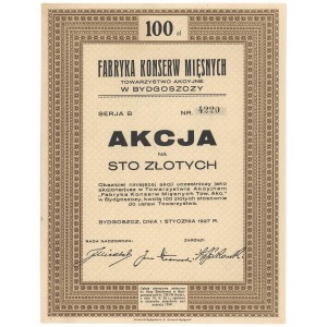 Fabryka Konserw Mięsnych w Bydgoszczy, 100 zł 1927