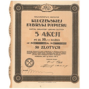 Kluczewska Fabryka Papieru, 5x 10 zł 1927