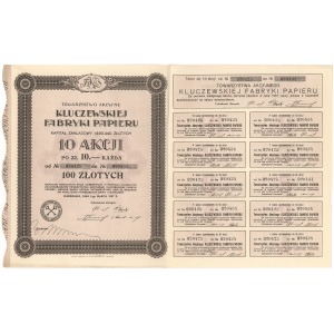 Kluczewska Fabryka Papieru, 10x 10 zł 1927
