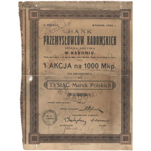 Bank Przemysłowców Radomskich, Em.2, 1.000 mkp 1923