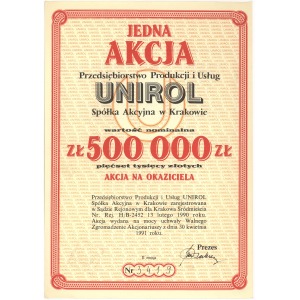 UNIROL Przedsiębiorstwo Produkcji i Usług, 500.000 zł 1991