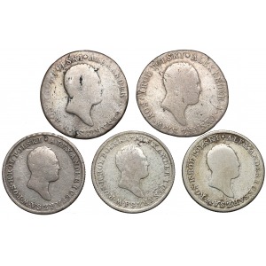 Zestaw 1 złoty 1818-1824 (5szt) rzadkie roczniki
