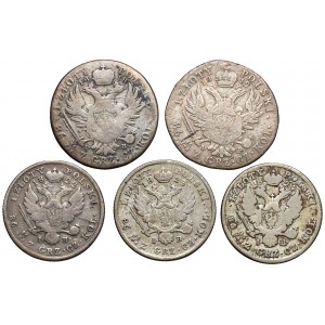Zestaw 1 złoty 1818-1824 (5szt) rzadkie roczniki