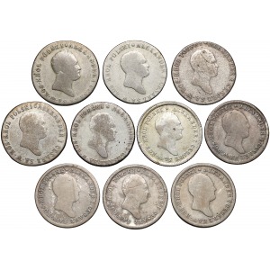 Zestaw 2 złote 1816-1825 (10szt)