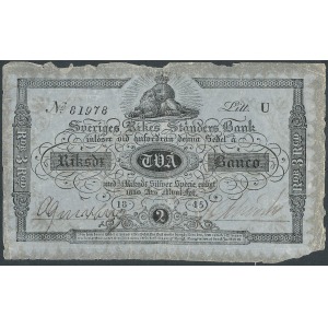 Szwecja 2 riksdaler banco 1845