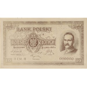 PHOTO-PROJECT of an unknown 1927 10 zł bankonote with Piłsudzki 
