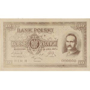 PHOTO-PROJECT of an unknown 1927 10 zł bankonote with Piłsudzki 
