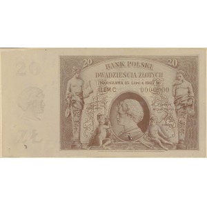 FOTO-PROJEKT nieznanego banknotu 20 zł 1927 z Paderewskim