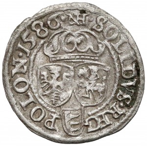 Szeląg Olkusz 1586 NH nad korona