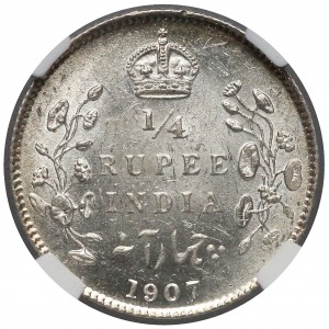 Indie brytyjskie 1/4 rupii 1907 (C)