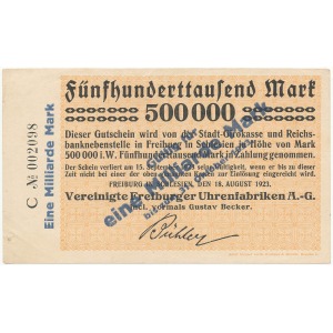 Świebodzice (Freiburg), 500.000 marek PRZEDRUK na 1 miliard marek 1923
