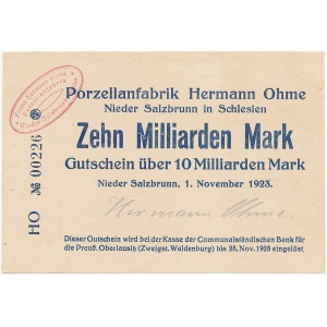 Szczawienko (Nieder Salzbrunn), Hermann Ohme 10 miliardów marek 1923