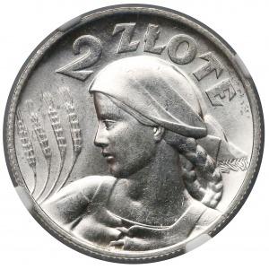 Kobieta i kłosy 2 złote 1925 z kropką 