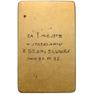 Plakieta nagrodowa od ZOR w Borysław za I m-ce w Strzelani z Broni długiej 1928