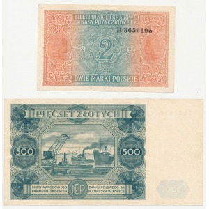 ZESTAW 1/2 mkp Generał B i 500 zł 1947 B2 (2szt)