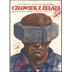 Plakat filmowy Człowiek z żelaza A.Wajdy - R. Olbiński