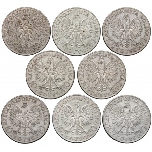 ZESTAW 10 złotych 1933 Sobieski (8szt)