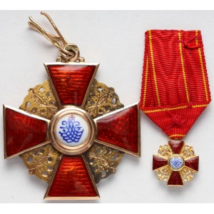 Order Świętej Anny Kl.III z piękną Miniaturką 