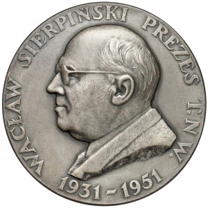 1951r. Wacław Sierpiński Prezes T.N.W. 1931-1951 (srebrzony-nienotowany rodzaj)