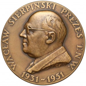 1951r. Wacław Sierpiński Prezes T.N.W. 1931-51 (brąz)