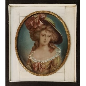 Autor nieokreślony, Portret damy w manierze malarstwa Thomasa Gainsborough - miniatura