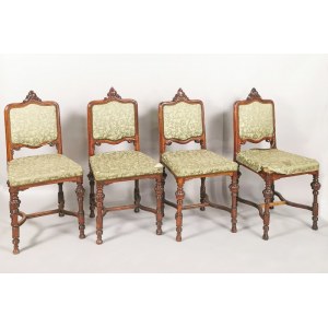 4 padded neo-Rococo chairs