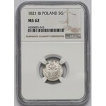 5 groszy polskich 1821 IB - NGC MS62