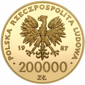 Jan Paweł II 200.000 złotych 1987 = 12 uncji Au.999 PIĘKNY i RZADKI