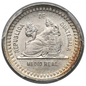 Guatemala, 1/2 Real 1880-E - PCGS MS64