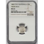 Guatemala, 1/2 real 1880-E - NGC MS63