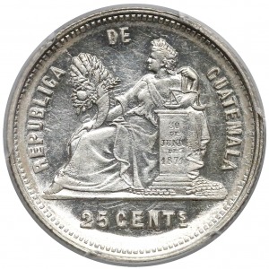 Guatemala, 25 centavos 1893 - PCGS AU58