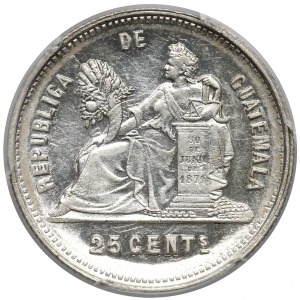 Gwatemala, 25 centavos 1893 - PCGS AU58