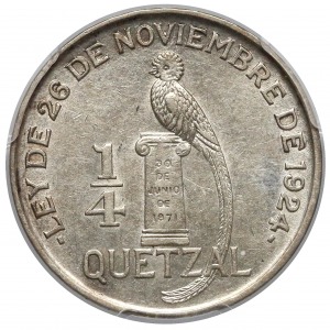 Gwatemala, 1/4 quetzal 1926 - PCGS AU55