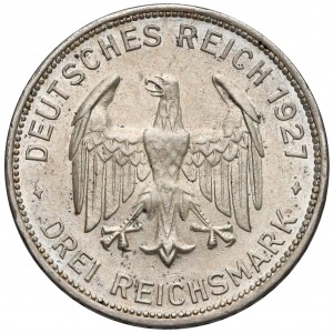 Weimar 3 reichsmark 1927-F Universitat Tubingen