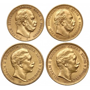 Niemcy, Preussen, 10 i 20 marek 1873-1908 zestaw (4szt)