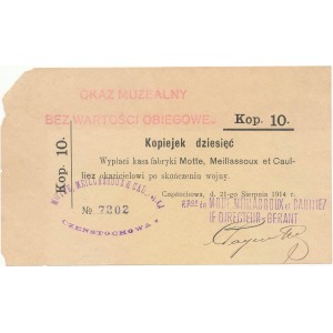 Częstochowa, Fabryka Motte... 10 kop. 1914