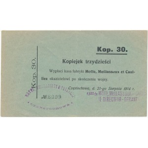 Częstochowa, Fabryka Motte... 30 kop. 1914 - rzadka odmiana