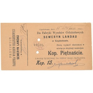 Częstochowa, S. LANDAU 15 kop. 1914 - b. rzadki