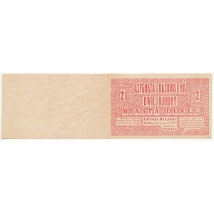 Dukla, 2 kr. 1919 z szerokim ''podwójnym'' marginesem