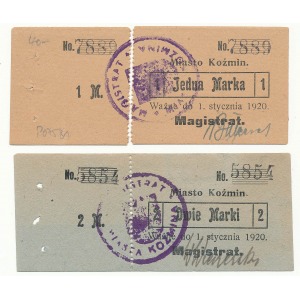 Koźmin, 1 i 2 mk 1920 z główkami zestaw (2szt) - rzadkie